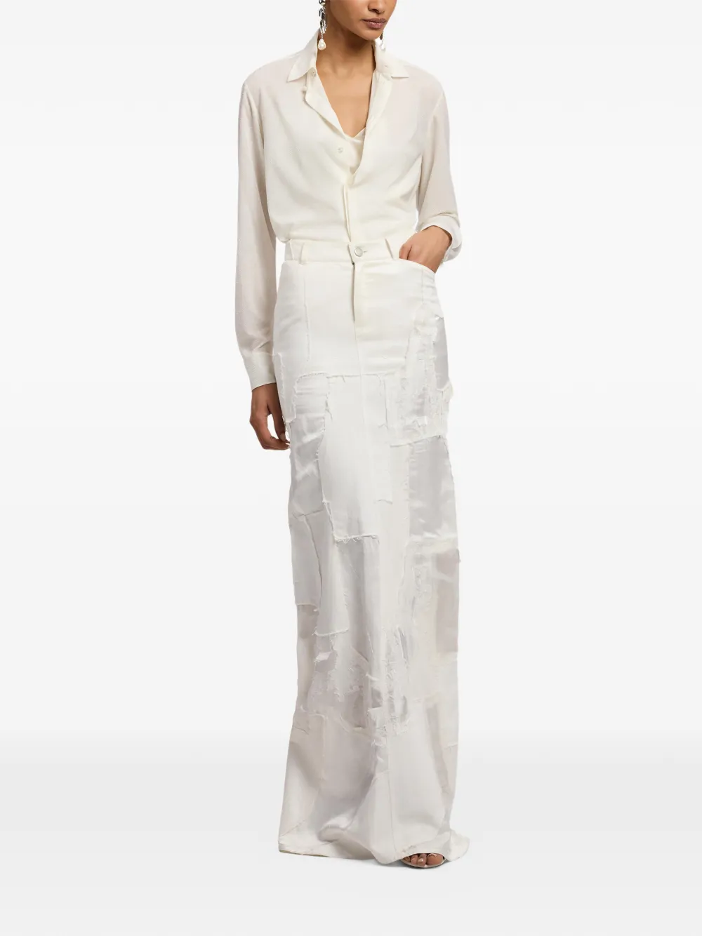 Ralph Lauren Collection Adrien verfraaide zijden blouse Beige