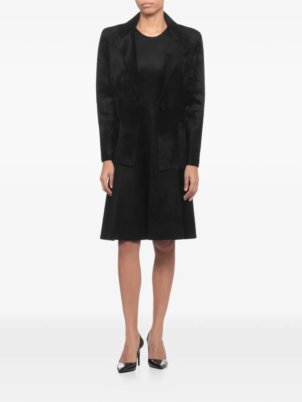 D.Exterior round-neck mini dress - Zwart