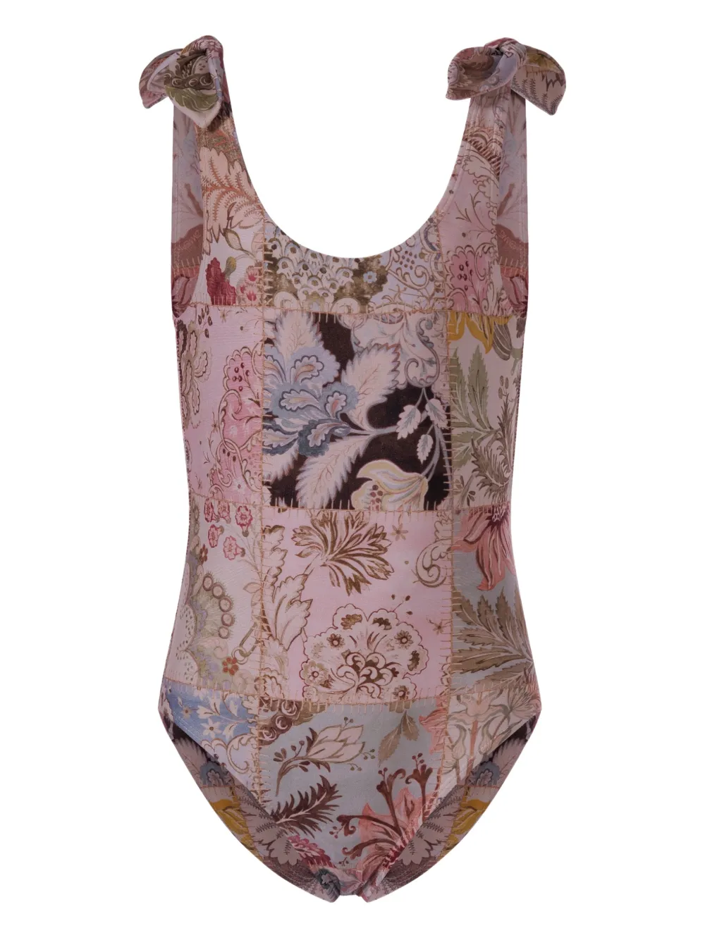 ZIMMERMANN Kids tie-strap floral swimsuit - Rosa