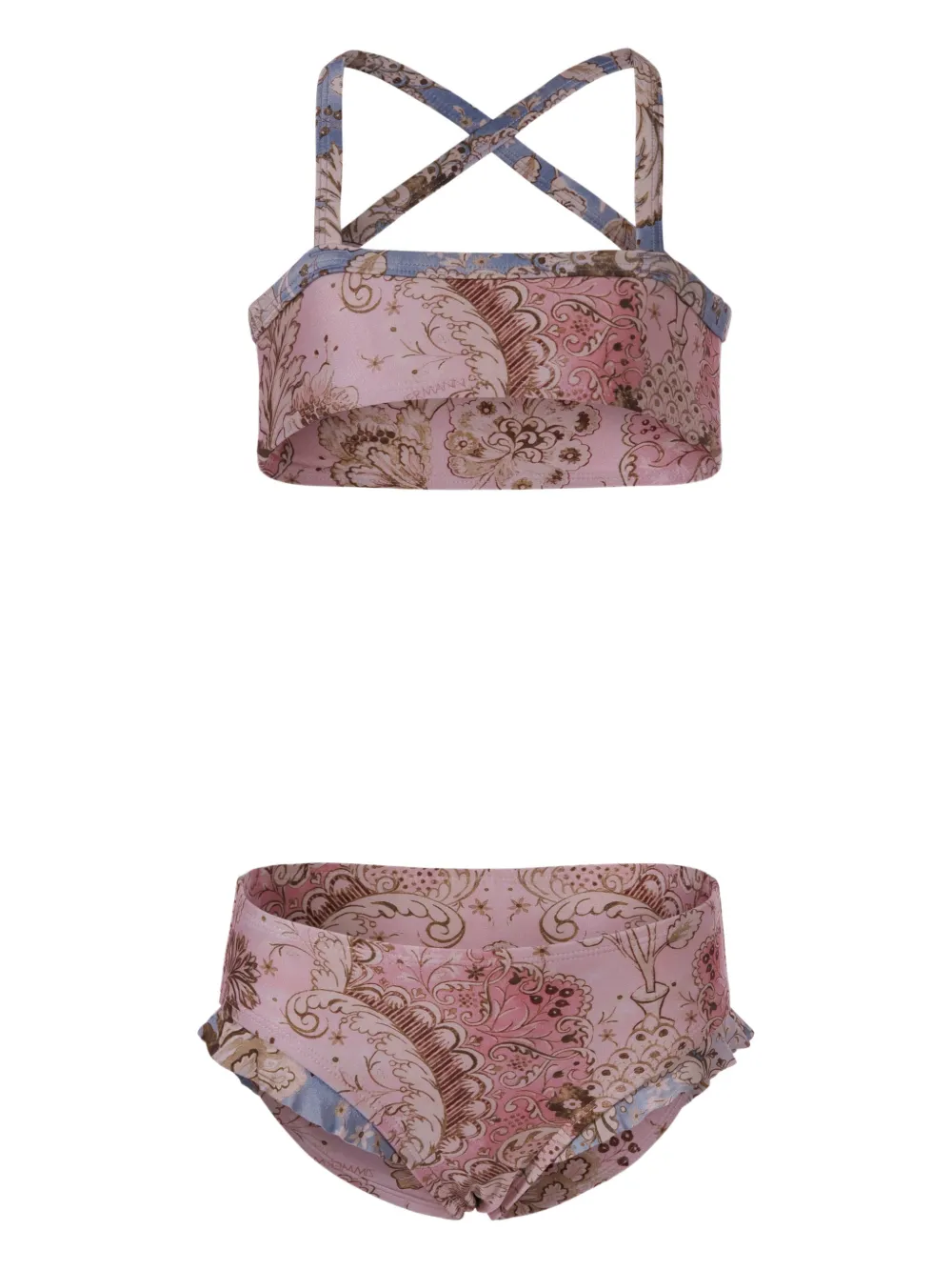Zimmermann Cross-back Frill Bikini Set In Pink