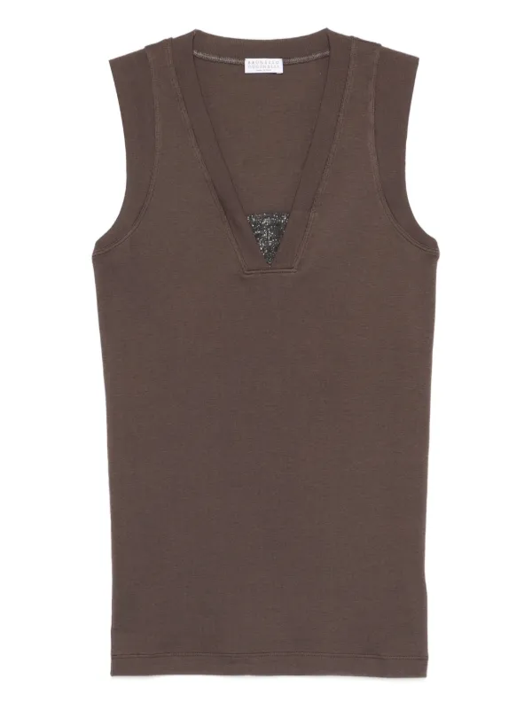 Brunello Cucinelli V-neck Vest in Brown