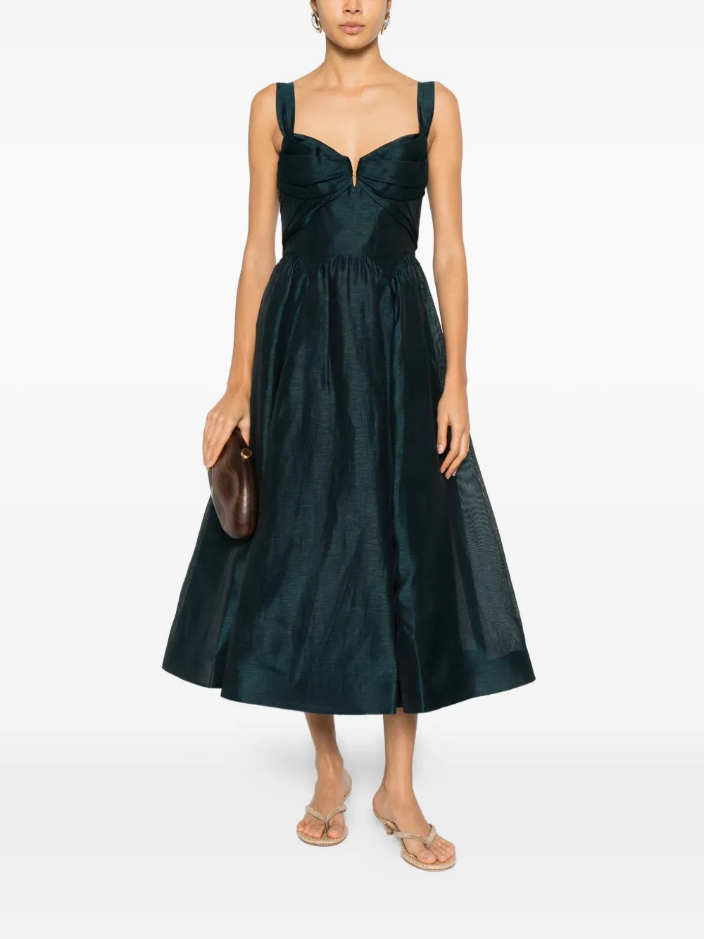 ZIMMERMANN pleated straps dress - Groen