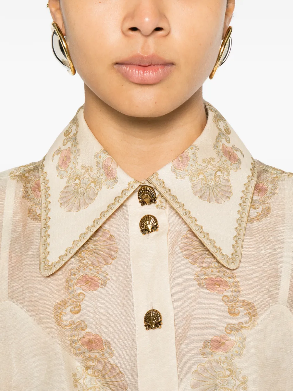 ZIMMERMANN Jurk met gespprint Beige