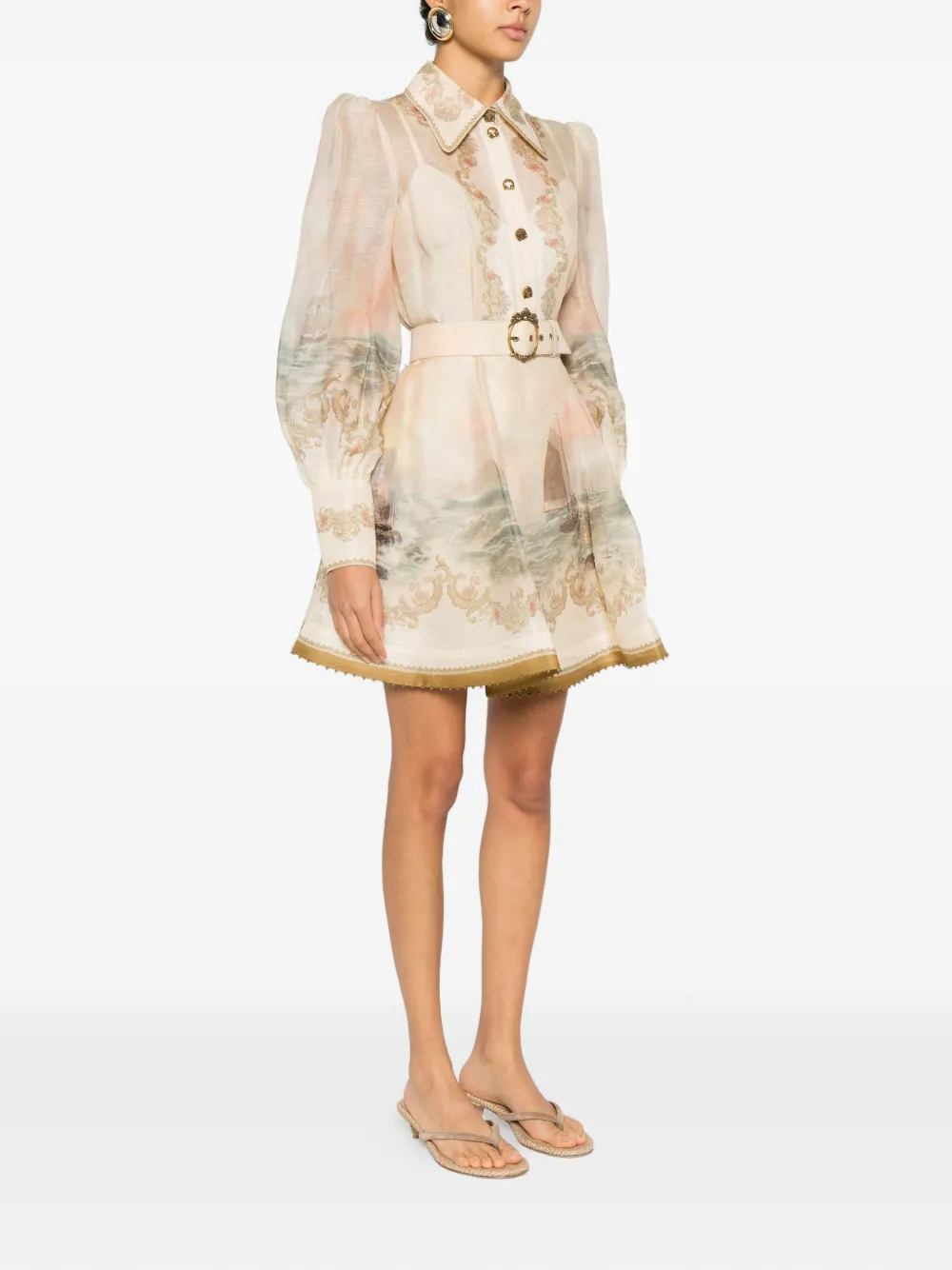 ZIMMERMANN Jurk met gespprint Beige