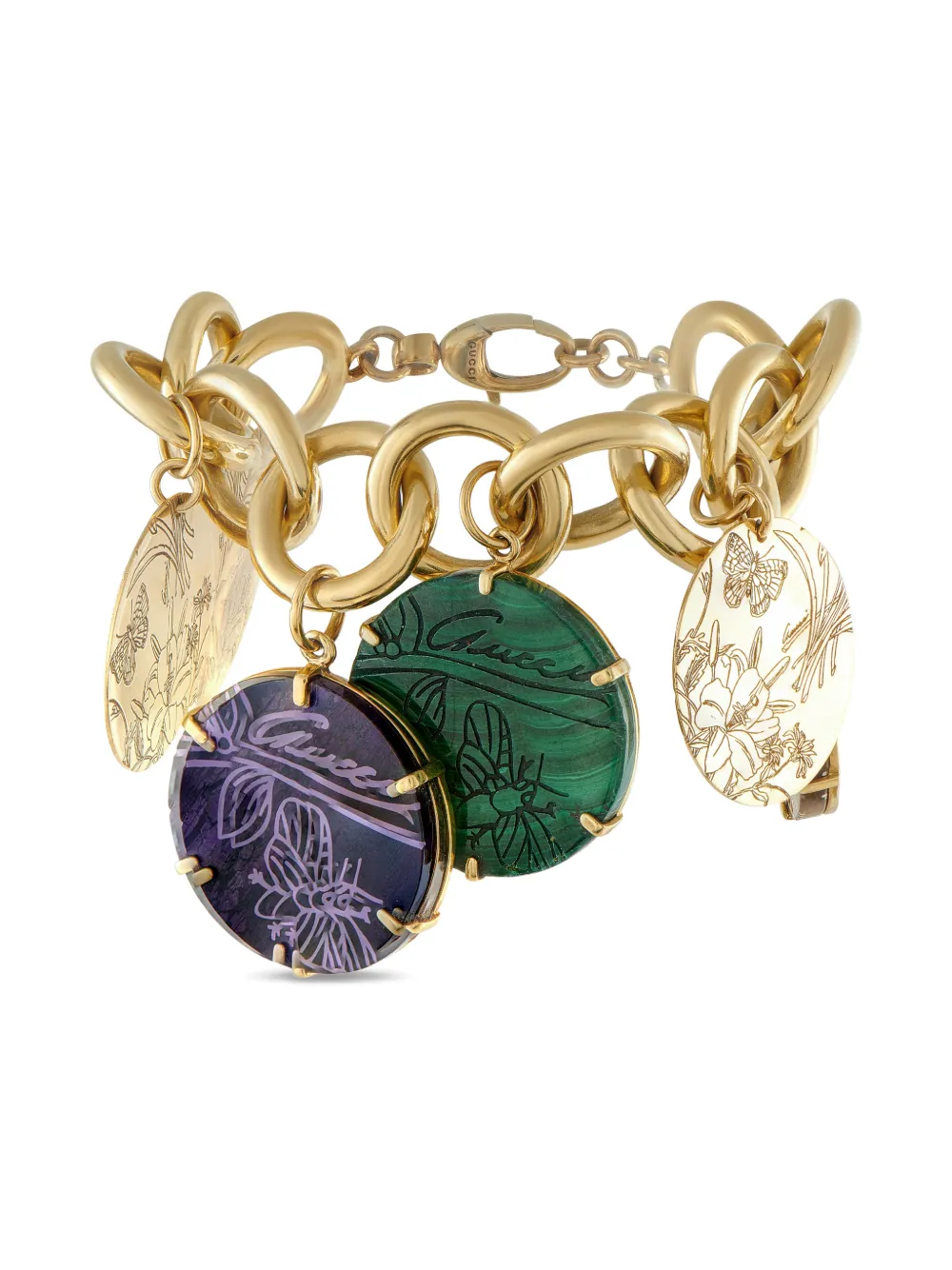 Gucci Pre-Owned 18K Yellow Gold Saint Tropez multi-stone charm bracelet - Oro