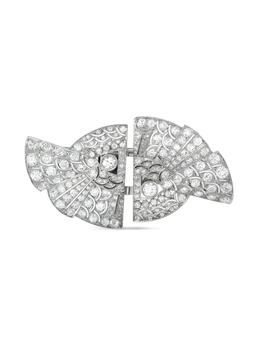 Pre-owned Lb Exclusive Platinum Diamond Art Deco Brooch In Silver