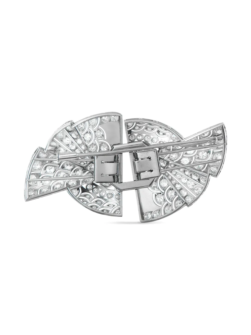 Pre-owned Lb Exclusive Platinum Diamond Art Deco Brooch In Silver