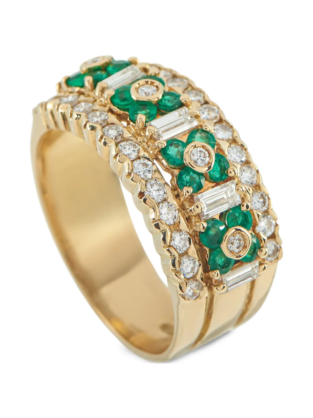 LB Exclusive 18K yellow gold diamond emerald ring