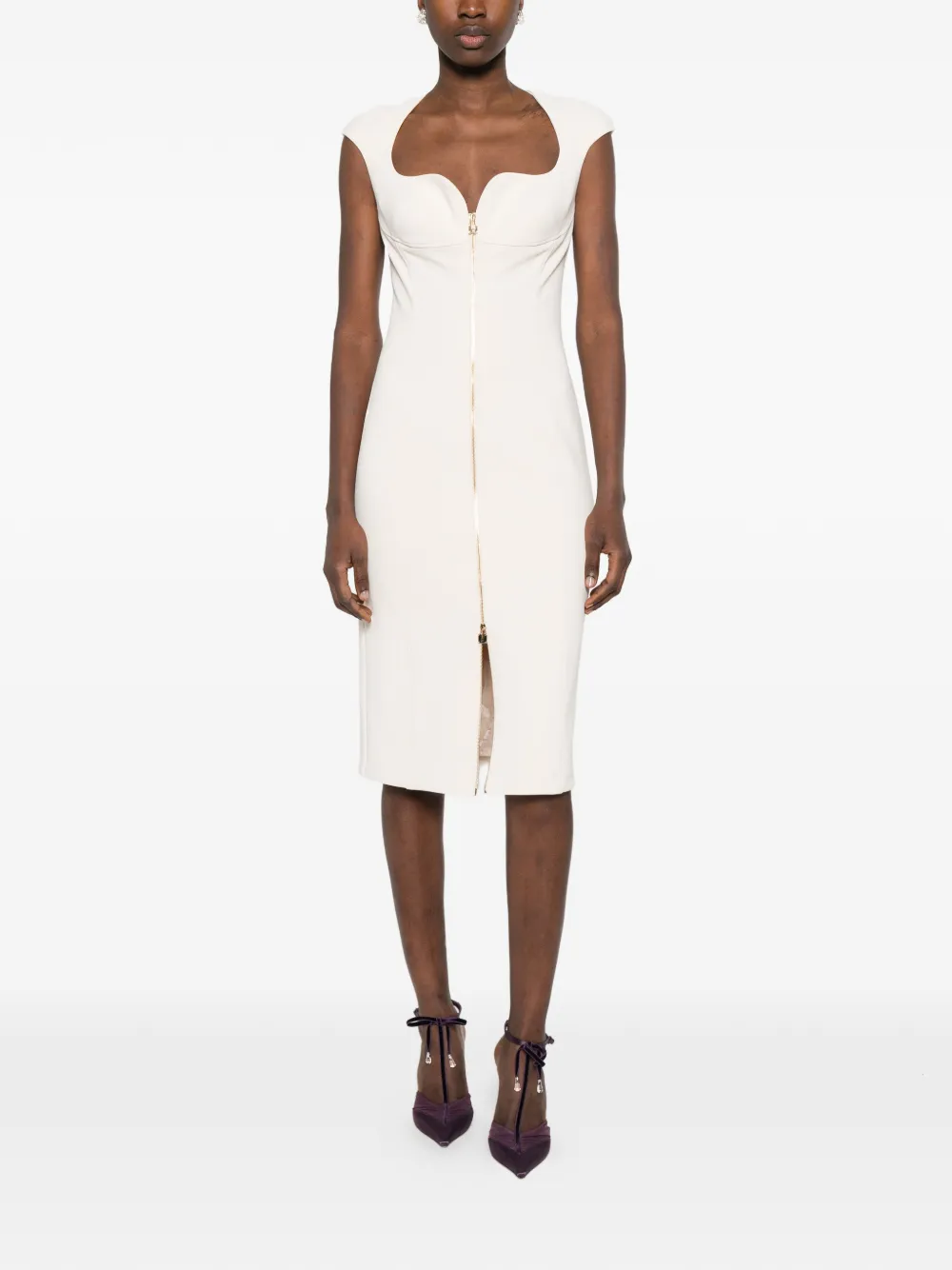  Elisabetta Franchi Zip Sheath Dress - Neutrals 