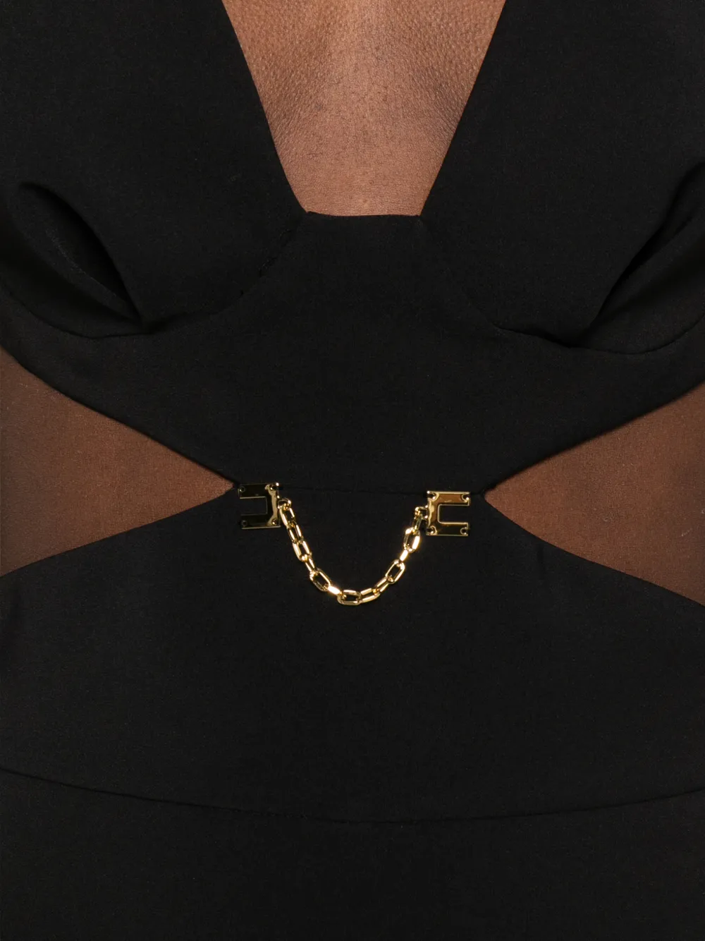 Elisabetta Franchi Maxi-jurk met V-hals en ketting Zwart