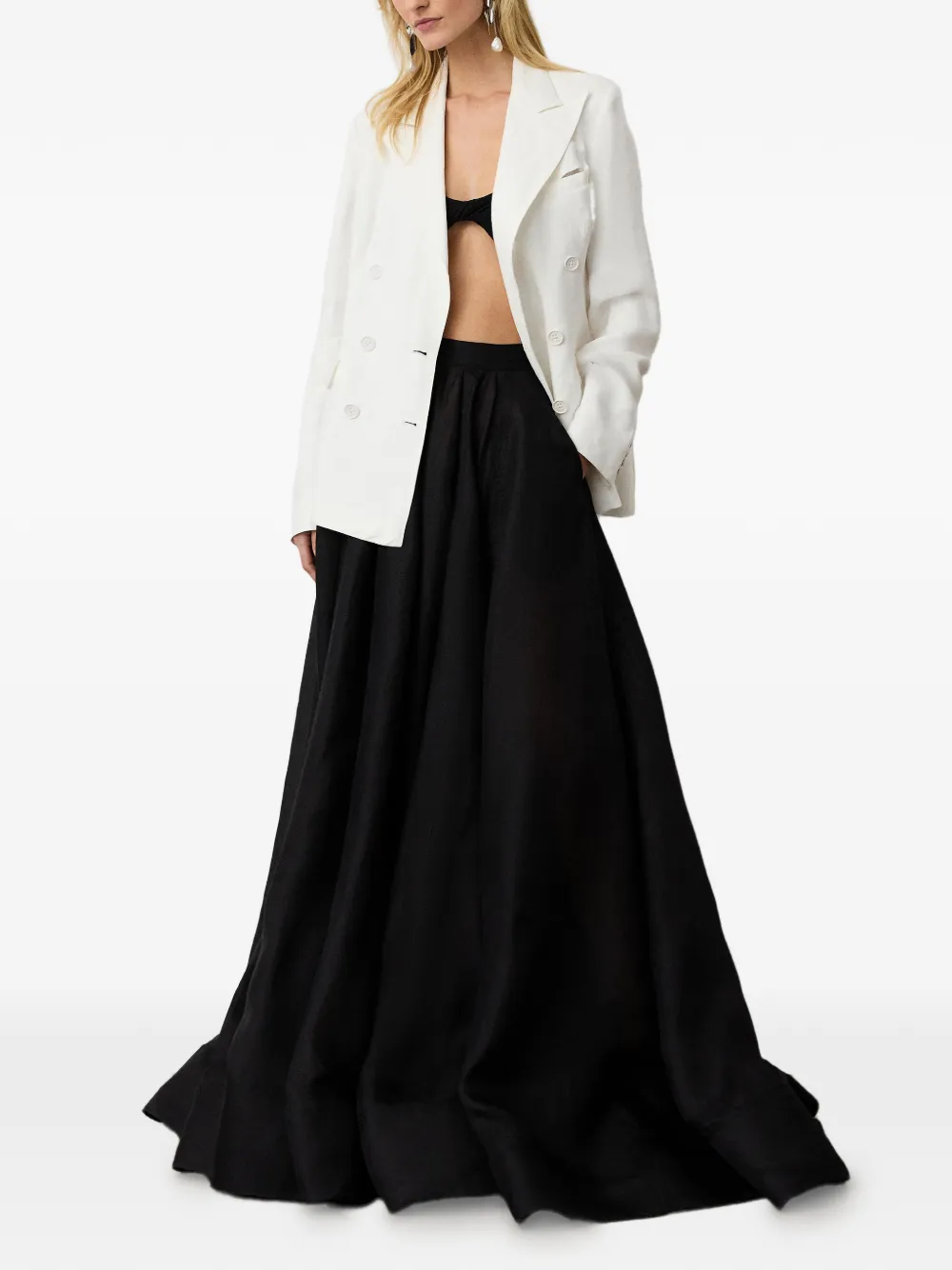  Ralph Lauren Collection Ivanna Silk Midi Skirt - Black 