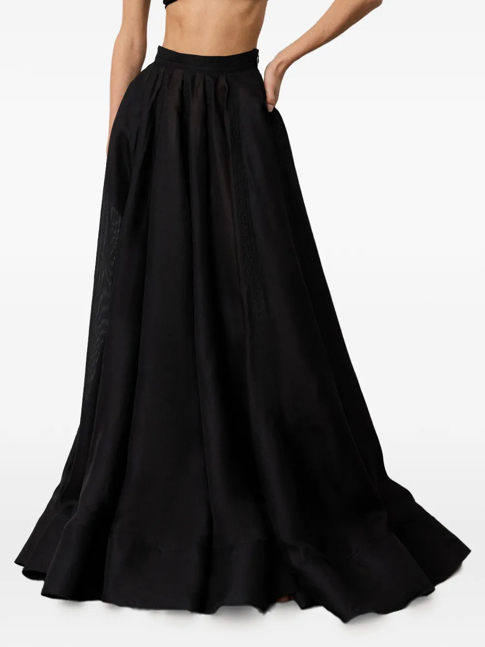  Ralph Lauren Collection Ivanna Silk Midi Skirt - Black 
