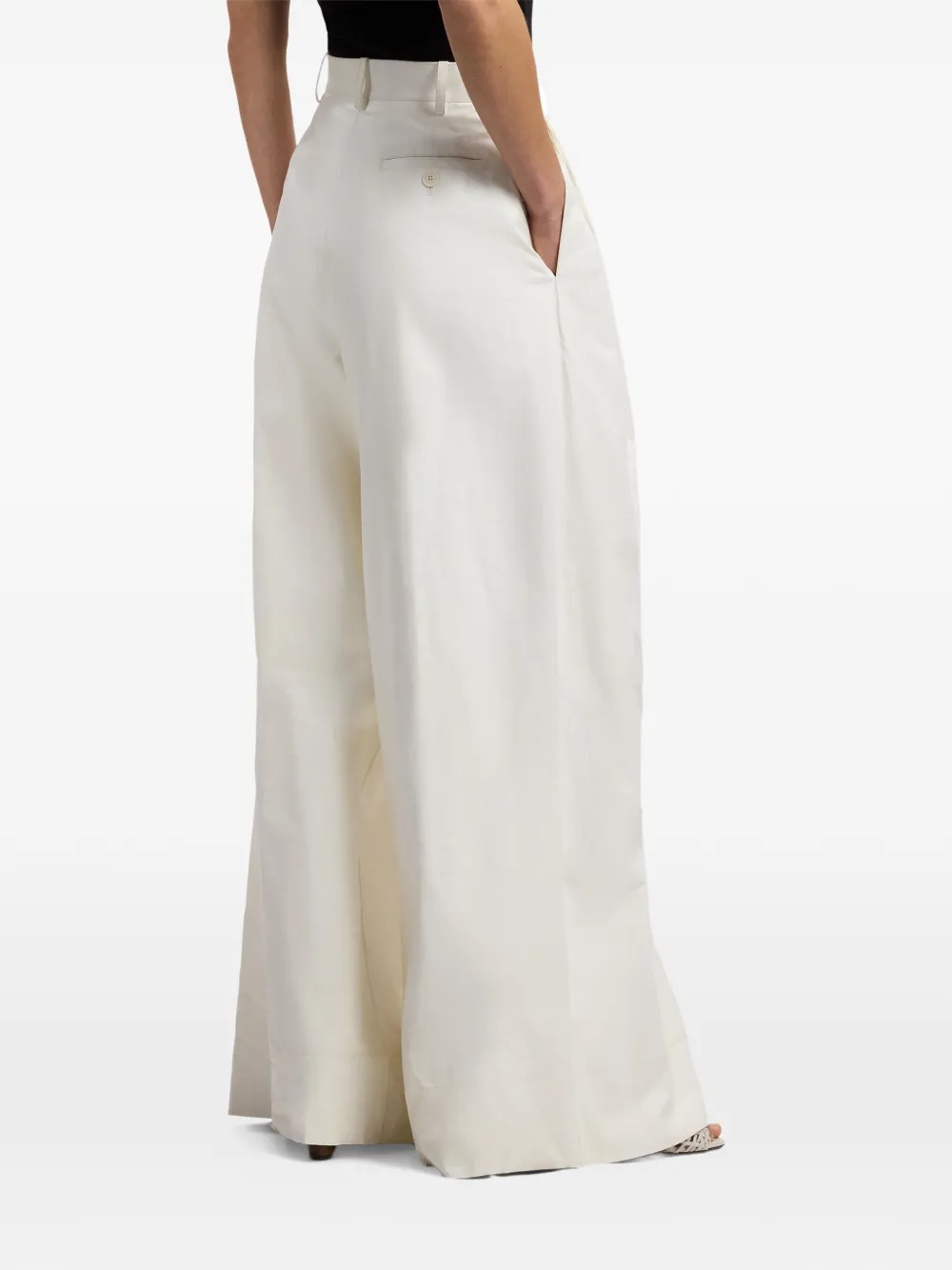 Ralph Lauren Collection Plooibroek met wijde pijpen Beige
