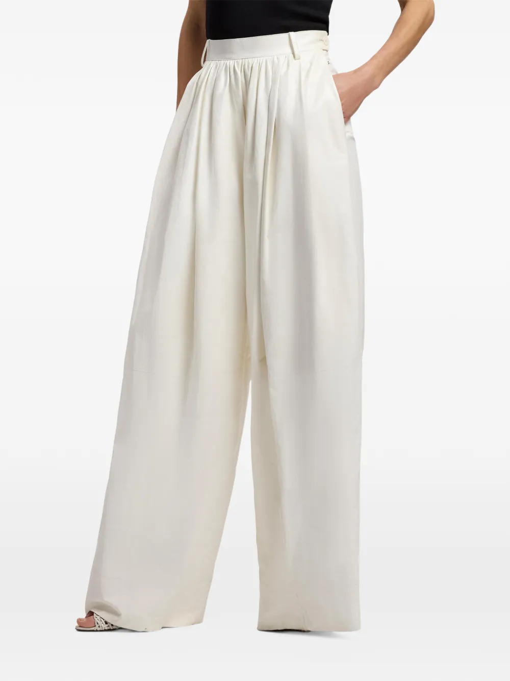 Ralph Lauren Collection Plooibroek met wijde pijpen Beige