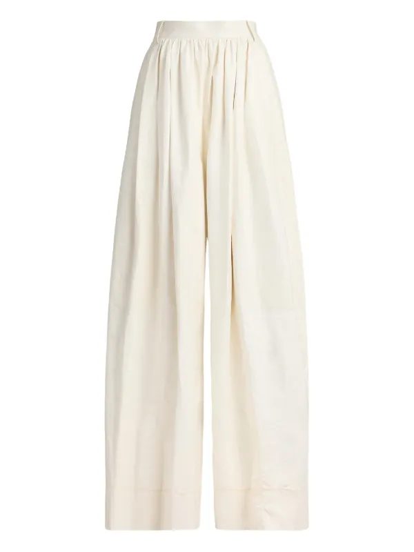 Ralph Lauren Collection Pleated Wide-leg Trousers in Neutrals