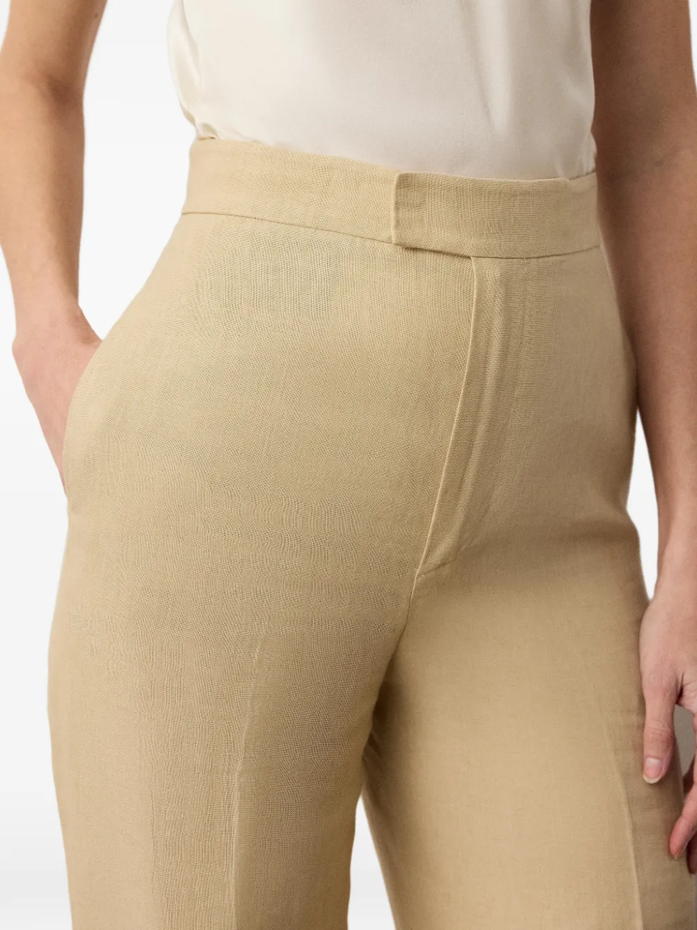 Ralph Lauren Collection Dean linnen broek met plooien Beige