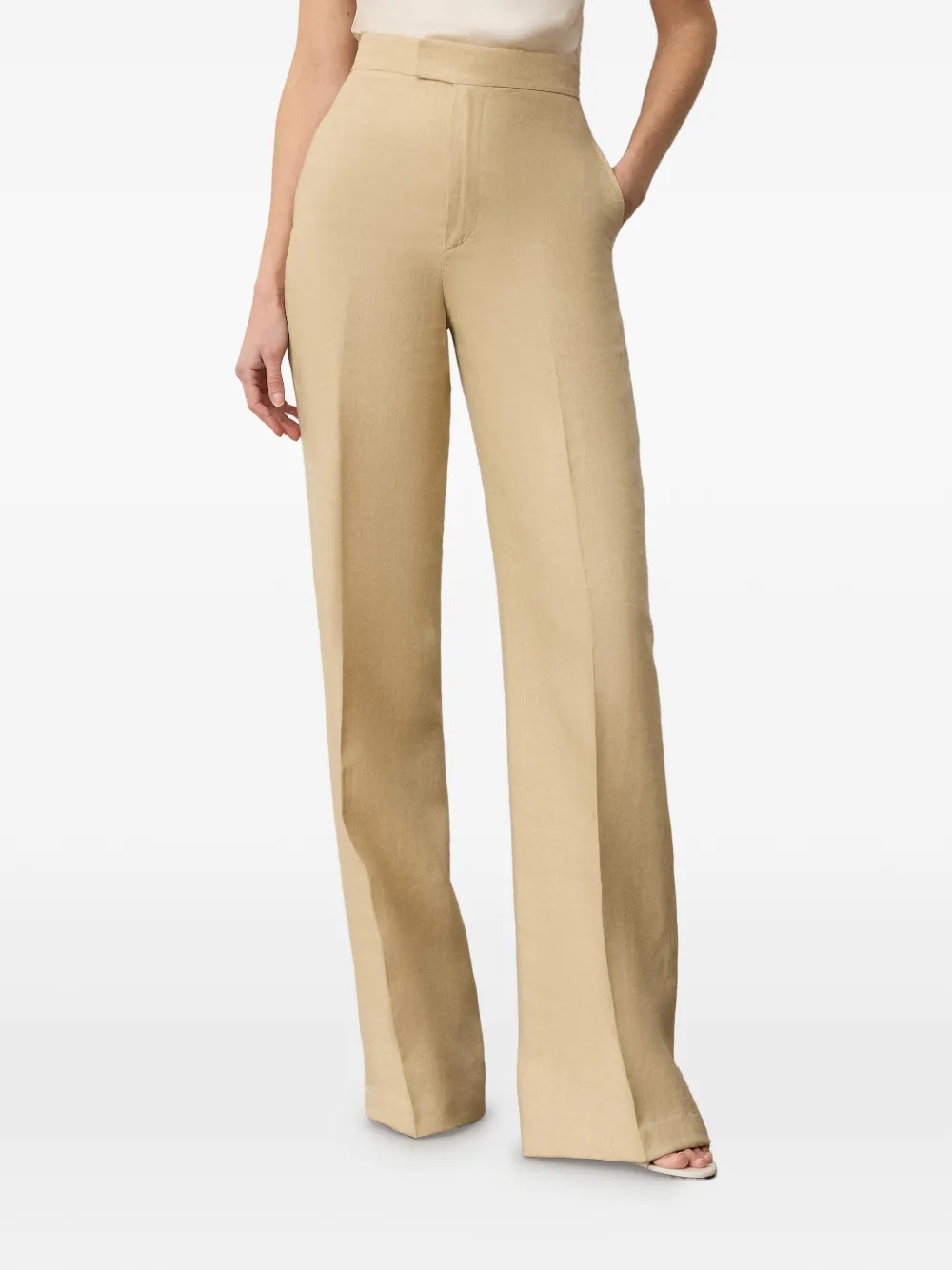 Ralph Lauren Collection Dean linnen broek met plooien Beige