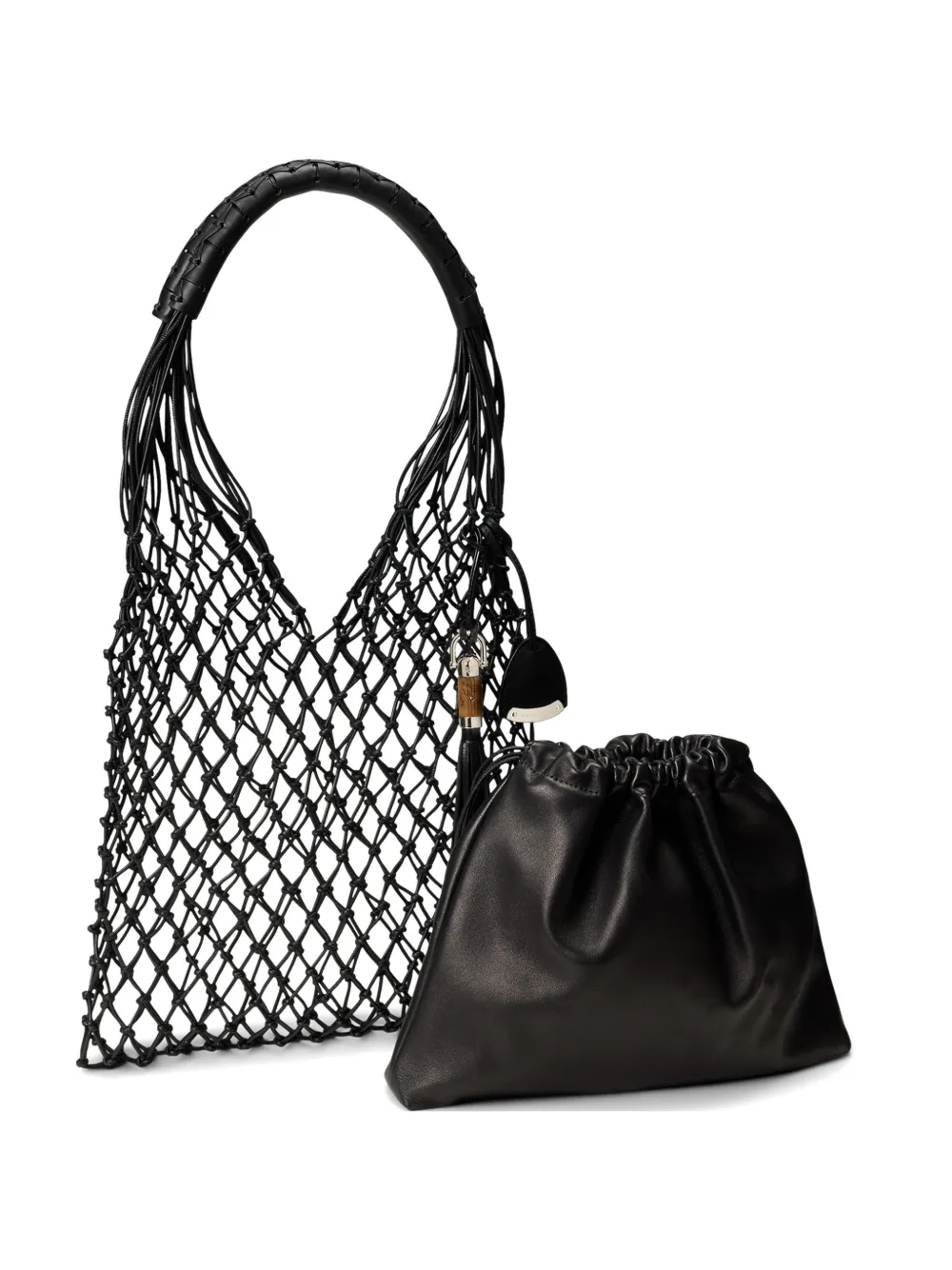 Ralph Lauren Collection Borsa tote con nappina macramé - Nero