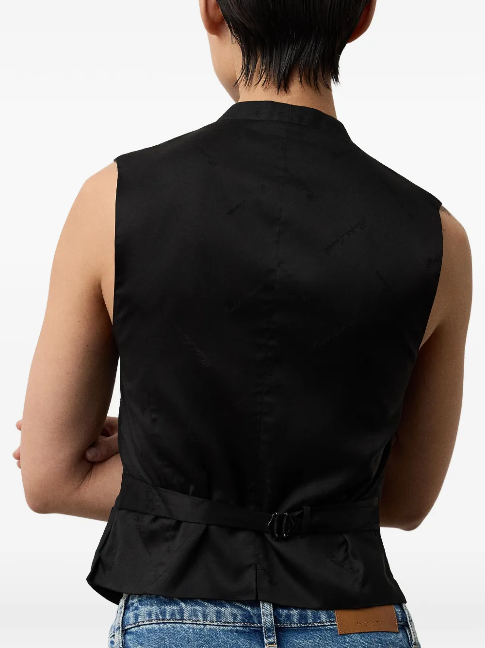 Ralph Lauren Collection Jaiden linnen top met V-hals en knopen Zwart