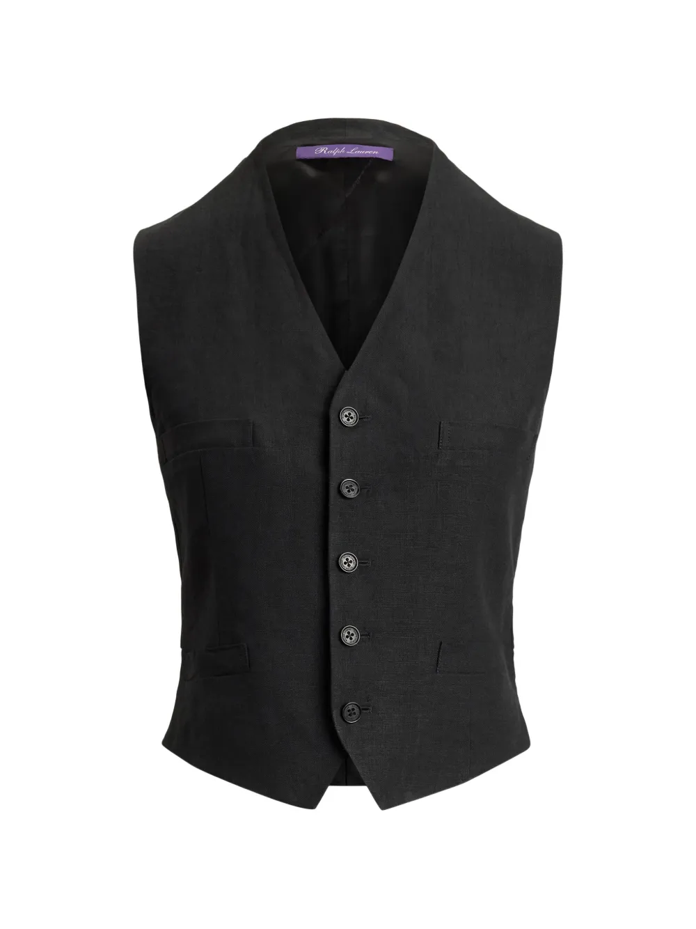 Ralph Lauren Collection Jaiden V-neck buttoned linen vest - Black