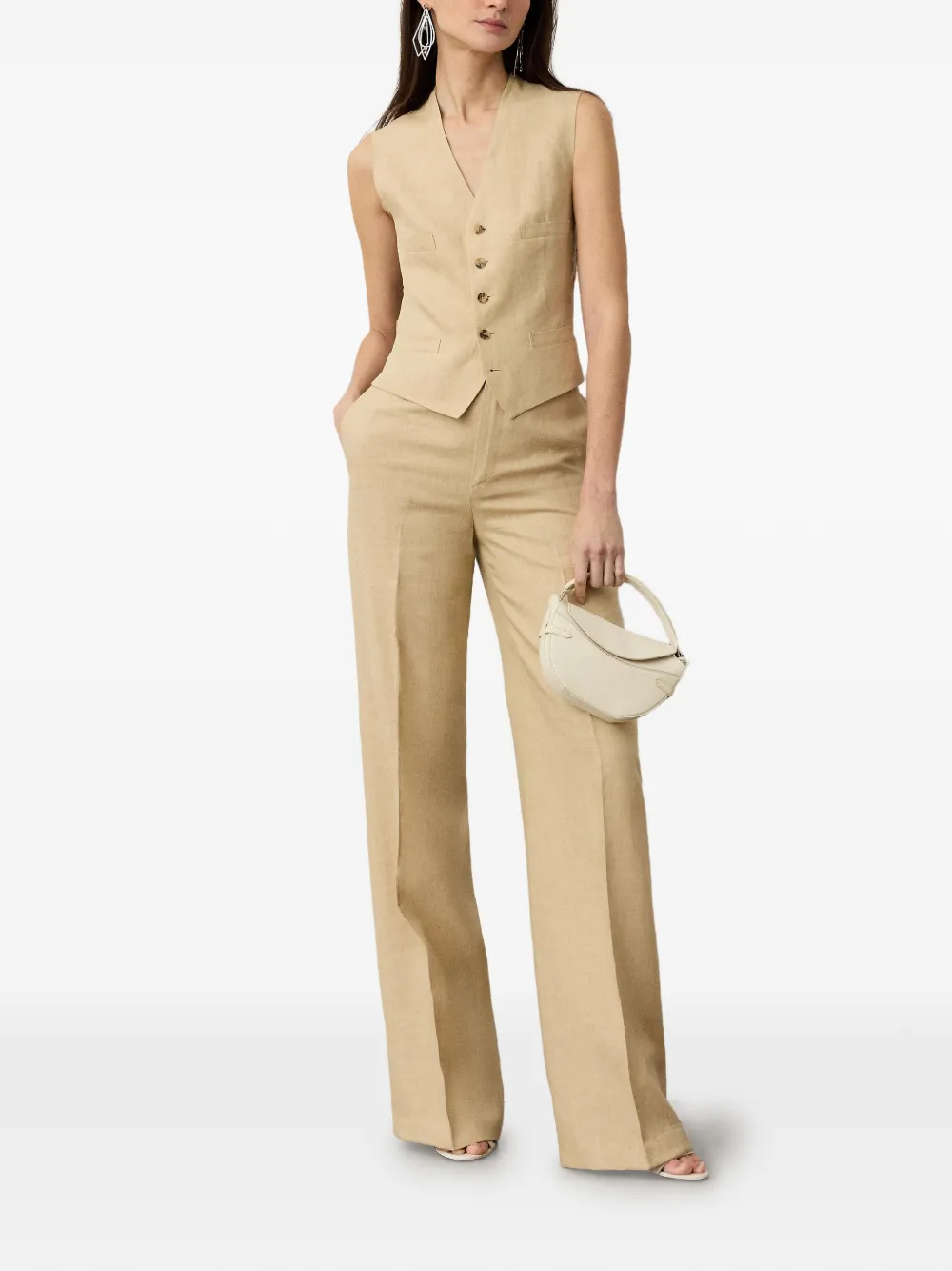 Jaiden V-Neck Buttoned Linen Vest