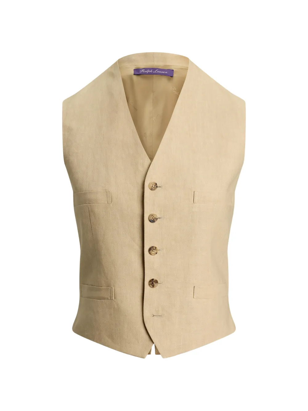 Ralph Lauren Collection Jaiden V-neck buttoned linen vest - Neutrals
