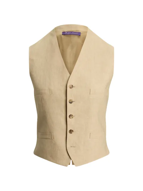 Ralph Lauren Collection Jaiden V-neck buttoned linen vest