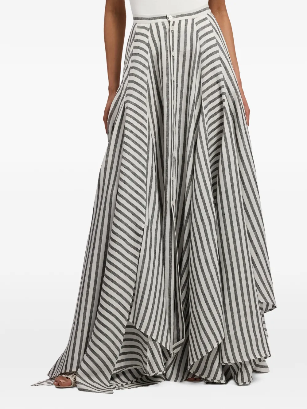 Ralph Lauren Collection Shamus gestreepte A-lijn rok Wit