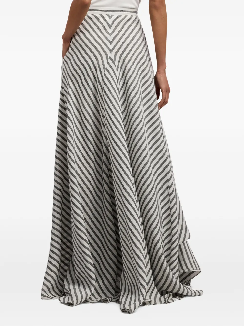 Ralph Lauren Collection Shamus gestreepte A-lijn rok Wit