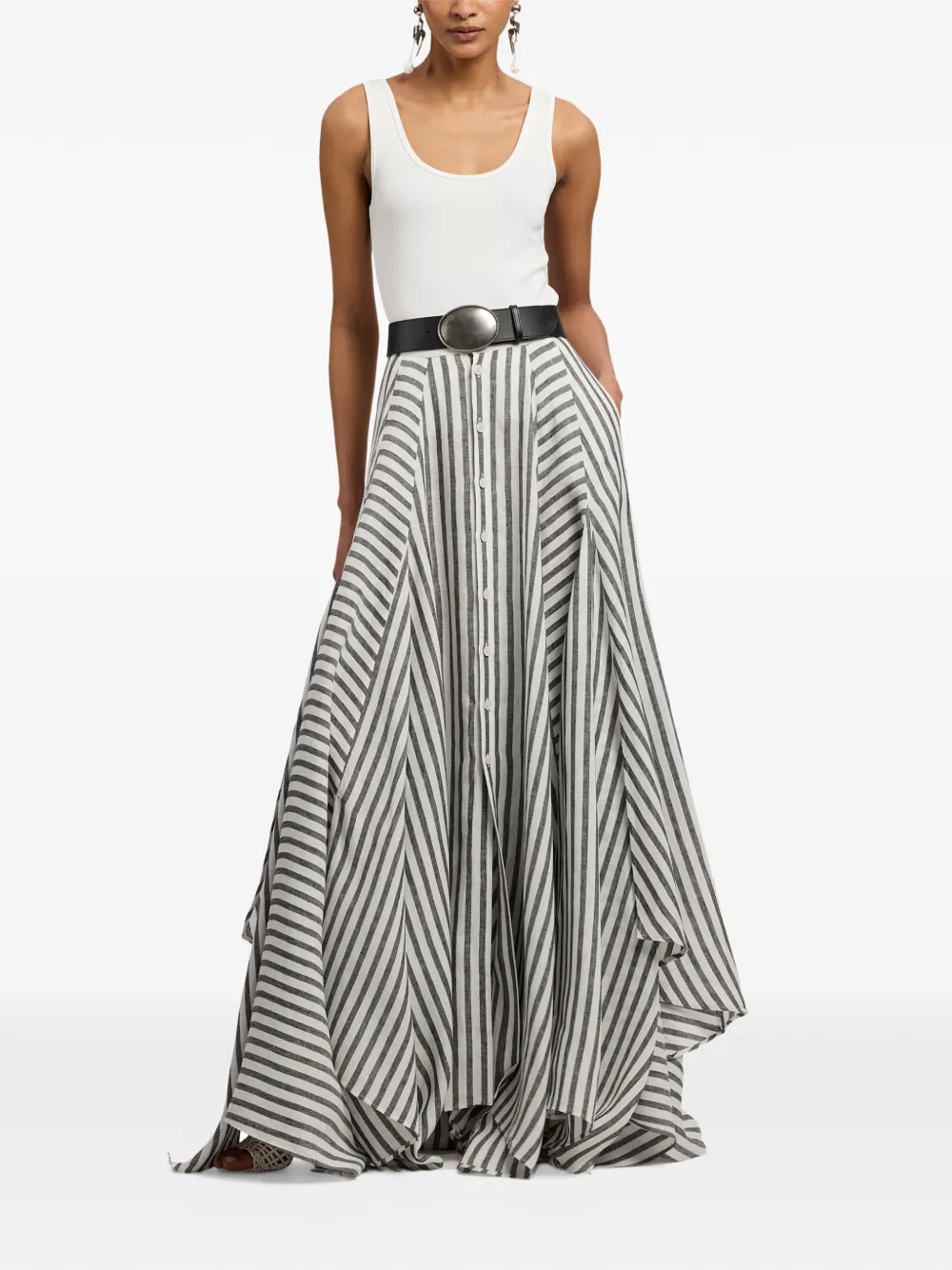 Ralph Lauren Collection Shamus gestreepte A-lijn rok Wit