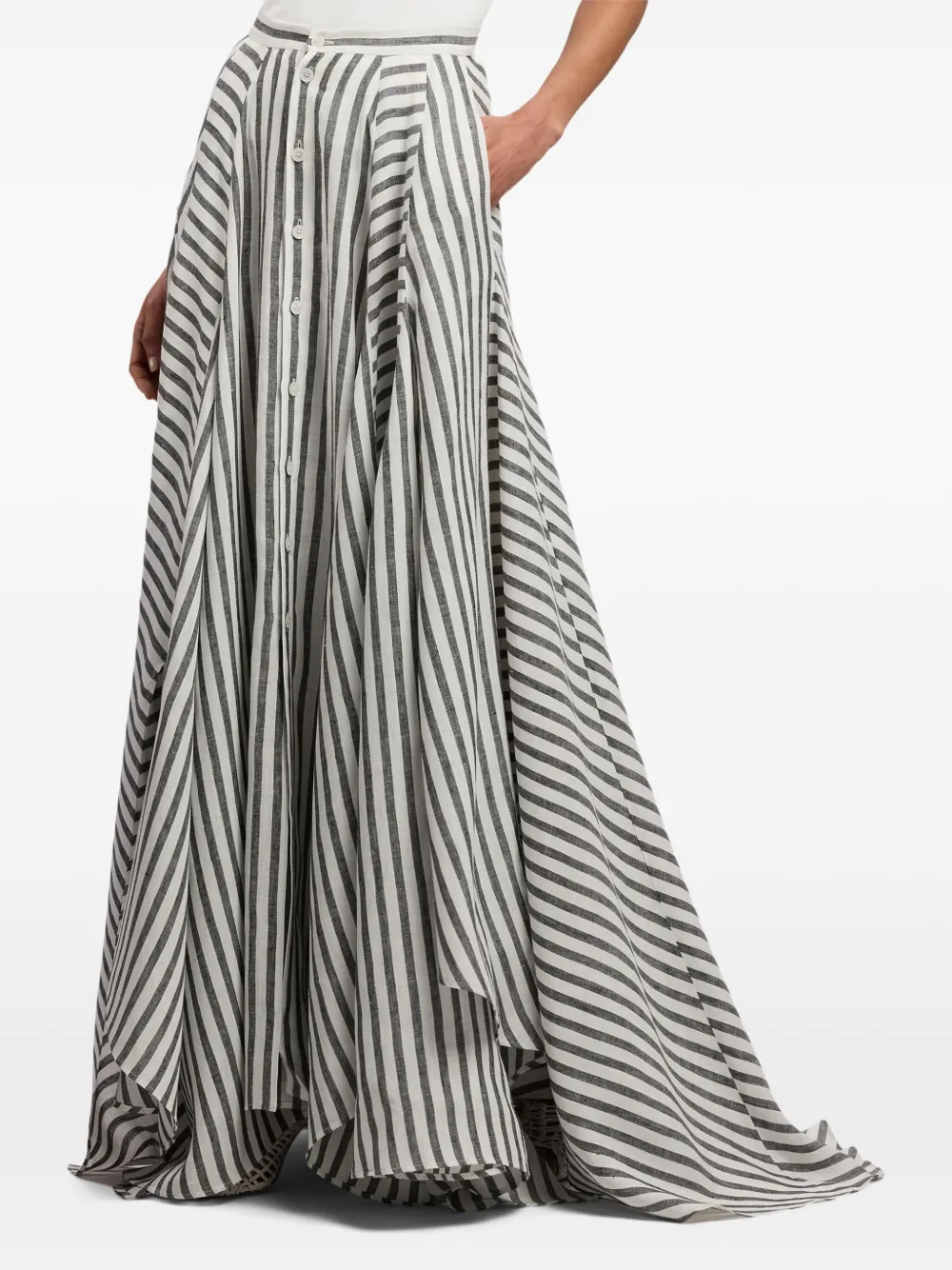 Ralph Lauren Collection Shamus gestreepte A-lijn rok Wit