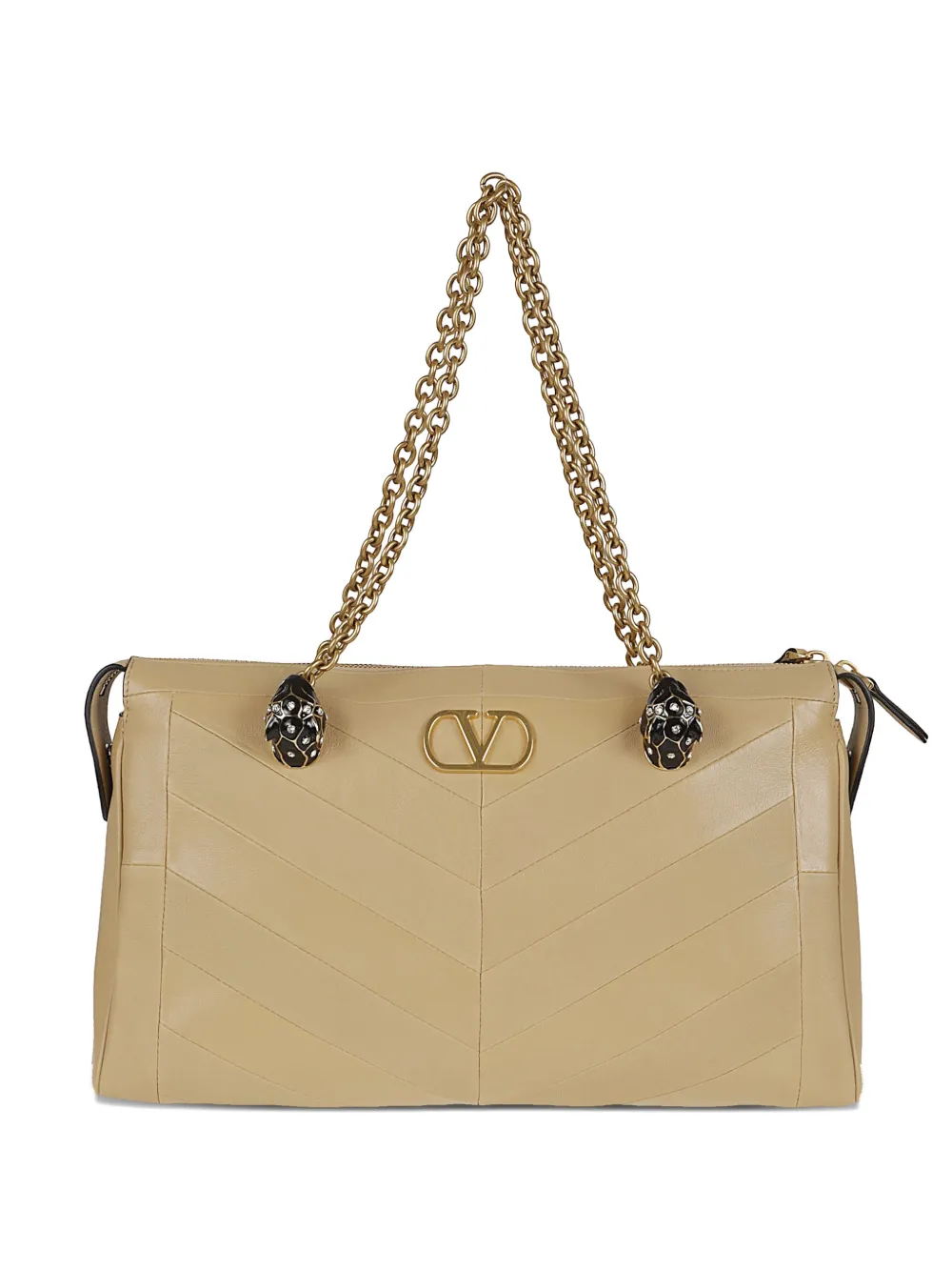 Valentino Garavani Chevron chain leather shoulder bag - Toni neutri
