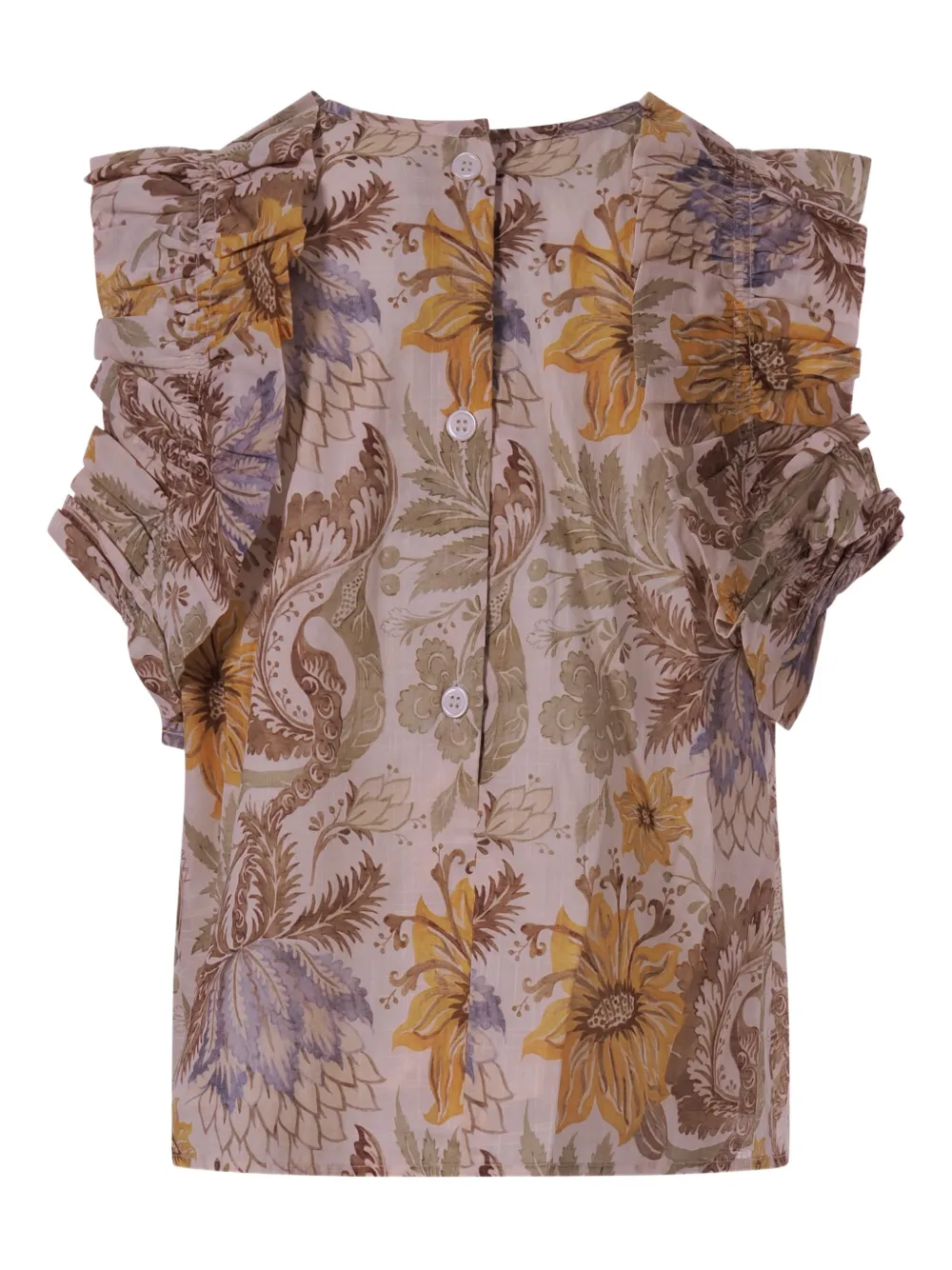 Zimmermann Ruffled Floral Blouse In Pink