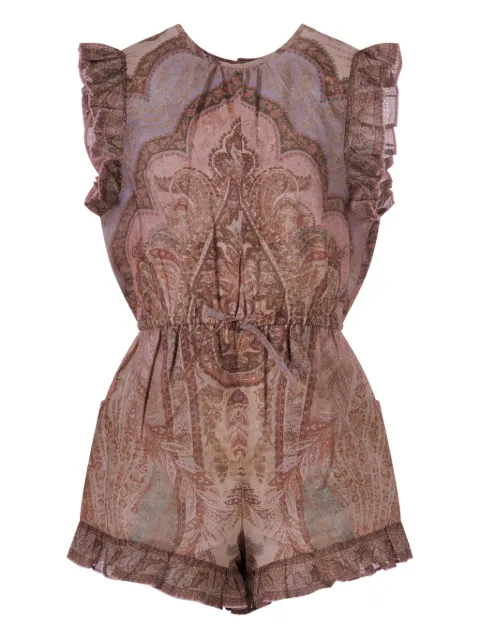 ZIMMERMANN Kids ruffled paisley-print playsuit