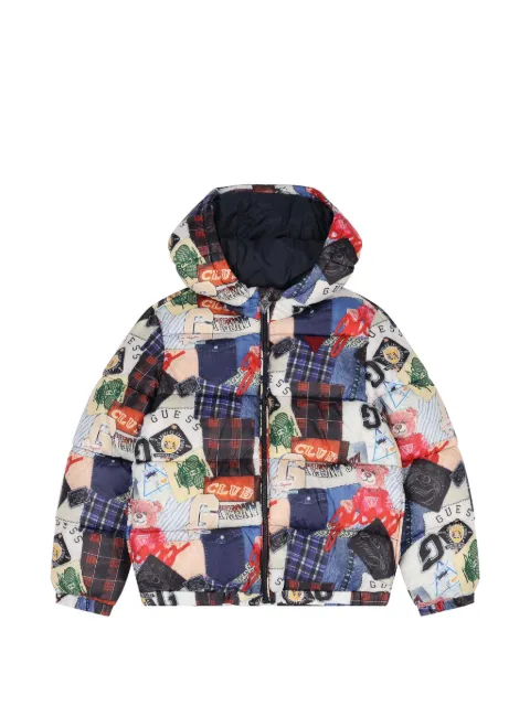 guess kids patchwork hooded jacket