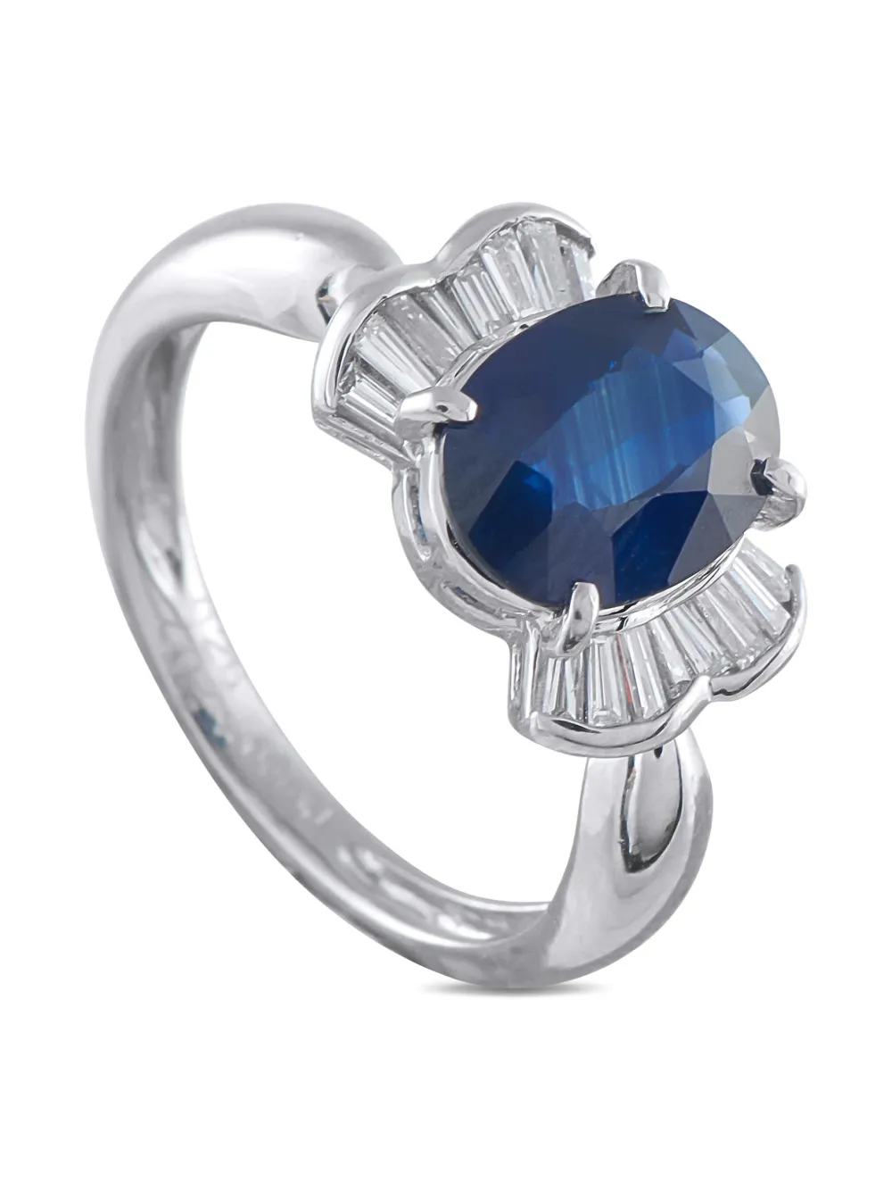 Pre-owned Lb Exclusive Platinum Diamond Sapphire Fine Ring In Silver