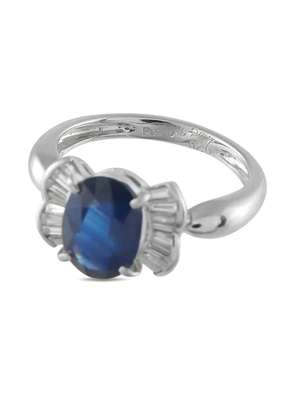Pre-owned Lb Exclusive Platinum Diamond Sapphire Fine Ring In Silver