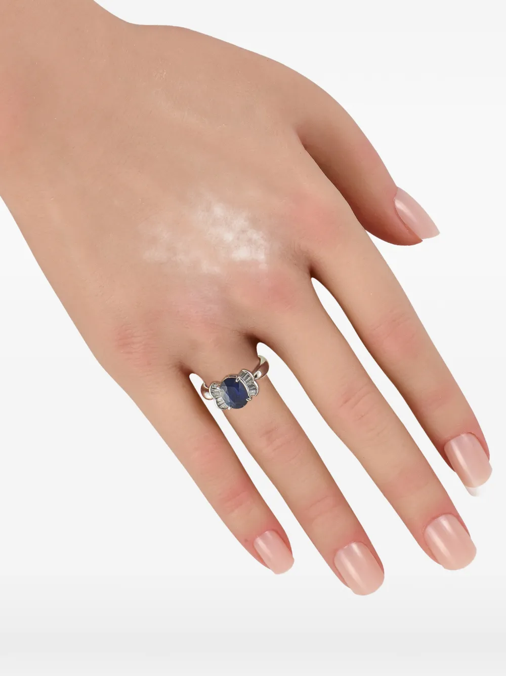 Pre-owned Lb Exclusive Platinum Diamond Sapphire Fine Ring In Silver