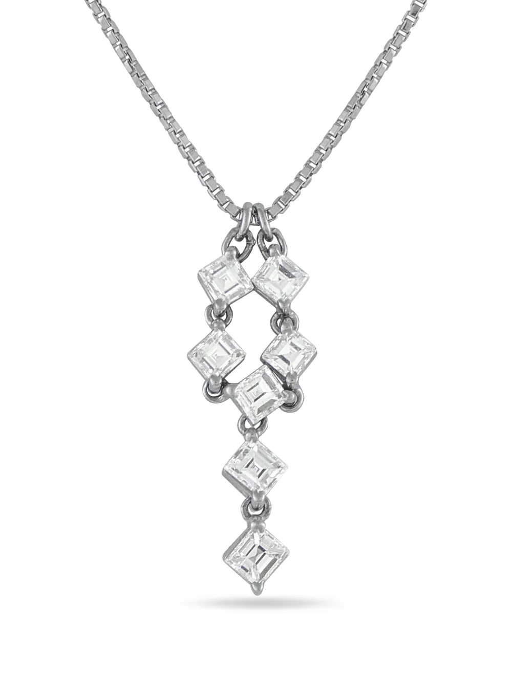 LB Exclusive platinum tiered-design diamond necklace - Argento