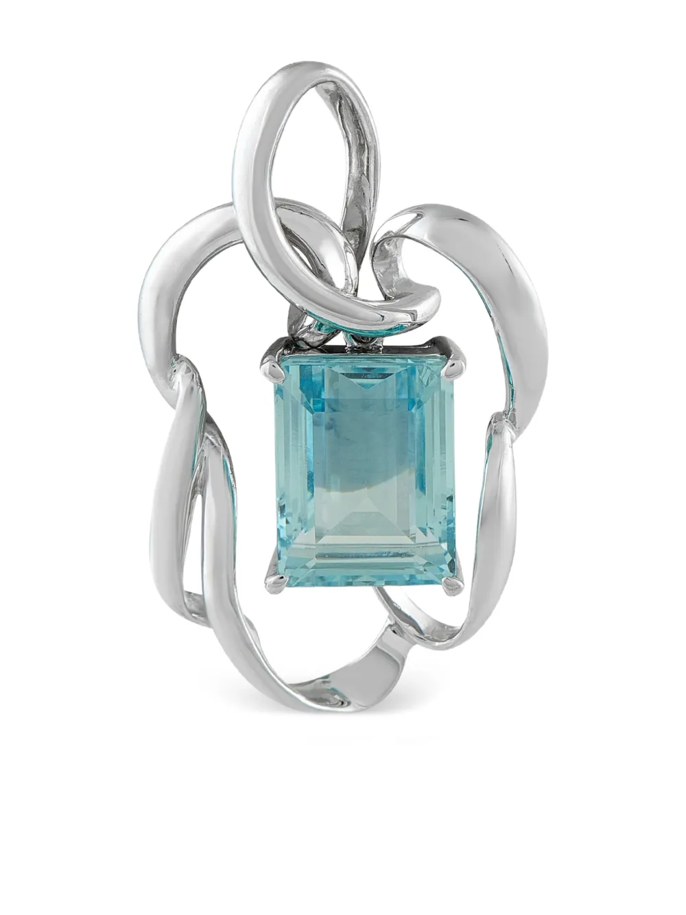 LB Exclusive platinum square-shaped aquamarine pendant - Argento