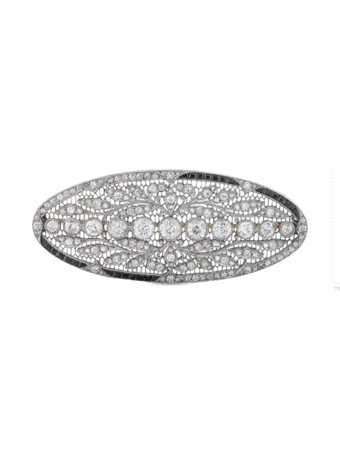 LB Exclusive platinum diamond sapphire brooch