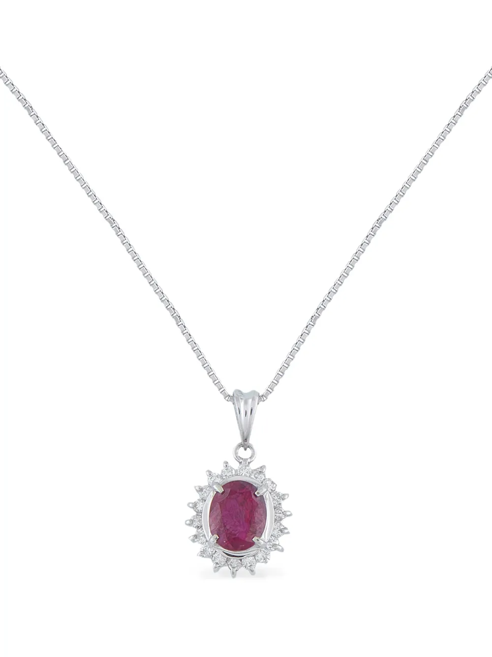 LB Exclusive platinum pendant diamond and ruby necklace - Argento