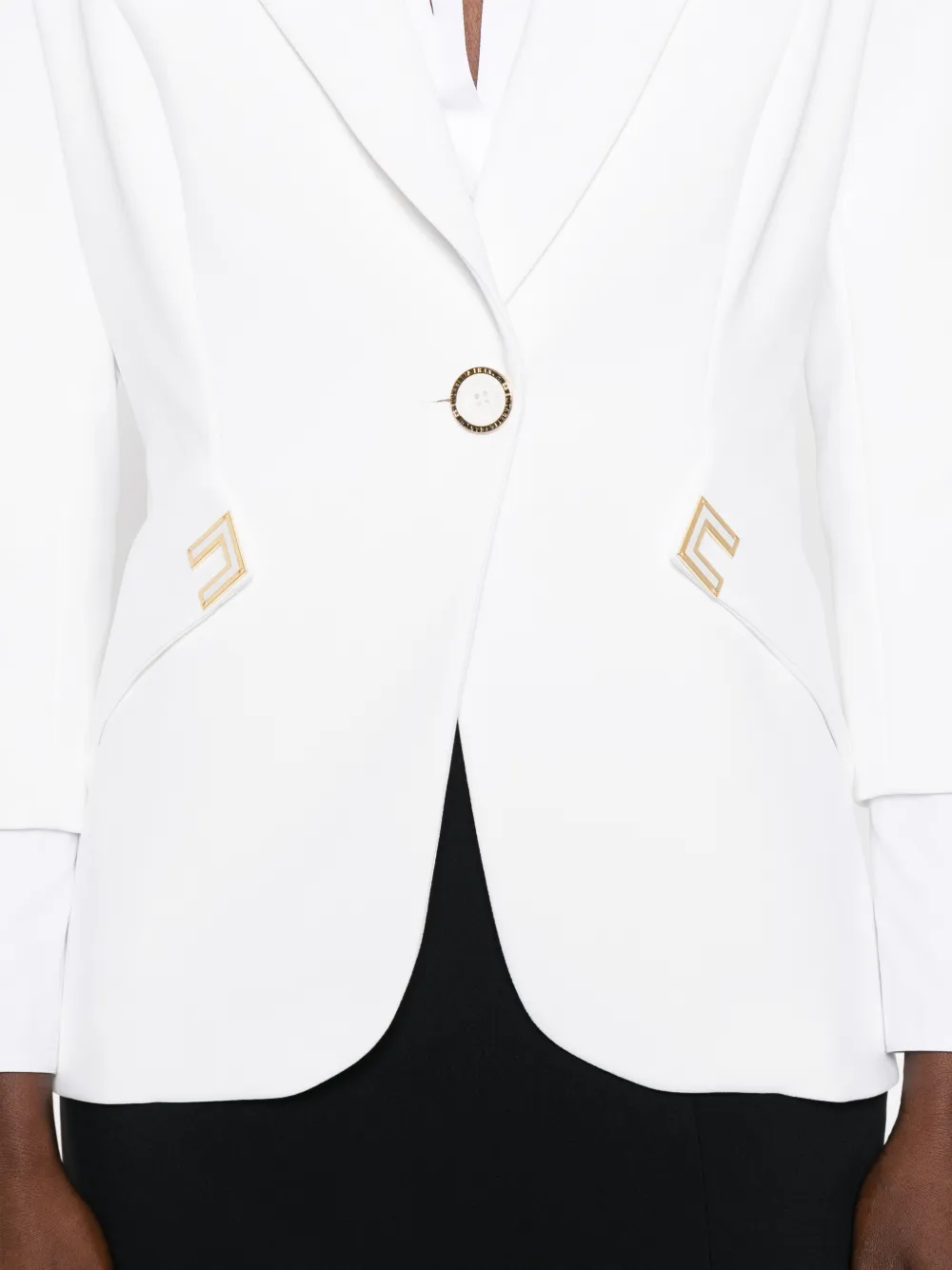 Elisabetta Franchi Gelaagd stretch crêpe jack met logo-details Wit