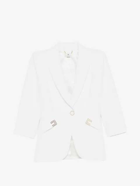 Elisabetta Franchi chamarra de crepé stretch con doble capa y detalles del logo
