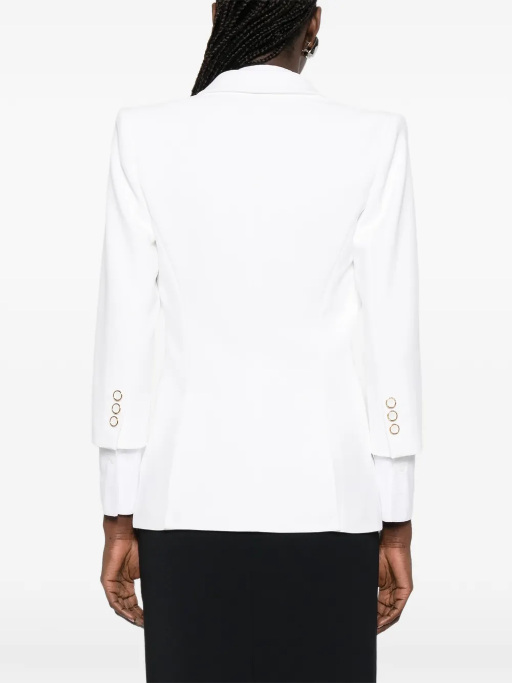Elisabetta Franchi Gelaagd stretch crêpe jack met logo-details Wit