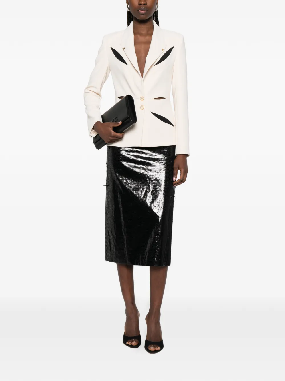  Elisabetta Franchi Cut-out Button Blazer - Neutrals 