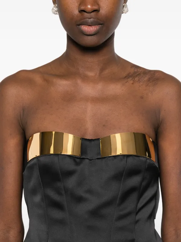 Elisabetta Franchi メタリック ストラップレスドレス | ブラック