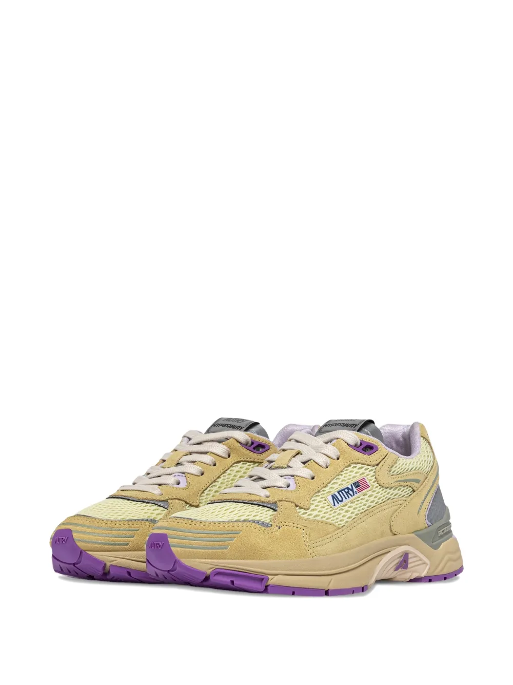 Autry logo-patch lace-up sneakers - Beige