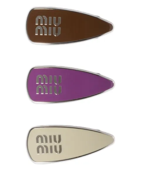 Miu Miu logo enamel hair clip (set of three)