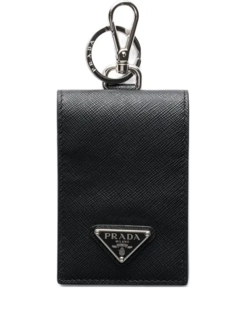 Prada triangle-logo leather card holder